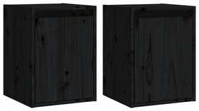 813484 vidaXL Dulapuri de perete 2 buc.negru, 30x30x40 cm, lemn masiv de pin