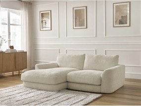 Colțar bej cu tapițerie din chenille (cu colț pe partea stângă/cu șezlong) Leonore – Bobochic Paris