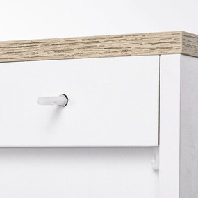HOMCOM Bufet de Bucătărie din Lemn, Mobilier cu 3 Uși, Rafturi Reglabile, Stil Scandinav, pentru Living, Sufragerie, 90x30x90cm, Alb | Aosom Romania