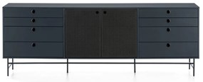 Comodă Teulat Punto, lungime 212 cm, negru-albastru