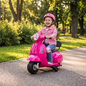 AIYAPLAY Motocicletă Electrică pentru Copii 1,5-3 Ani Mini Vespa Gts 7,2V, Roz | Aosom Romania