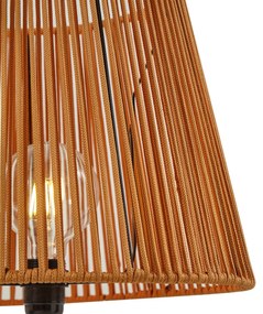 Lampă de podea de exterior neagră cu abajur portocaliu din frânghie IP44 - Virginia Jayla