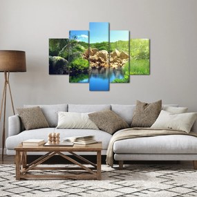 Tablou cu lac în jungla din Seychelles (150x105 cm)