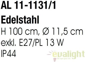 Stalp iluminat exterior IP44 H100cm Pleno AL 11-1131/1 Edelstahl OR