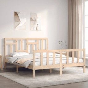 3193146 vidaXL Cadru de pat cu tăblie, king size, lemn masiv