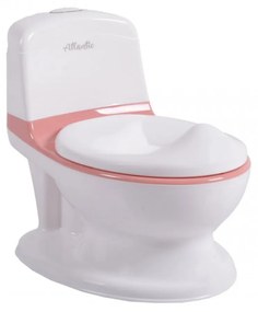Olita premium pentru copii NOVOKIDS™ Atlantic seat, Cu sunete, Vas detasabil, Plastic non toxic, Suport hartie igienica, Roz cu Alb