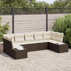 vidaXL Set de canapele pentru grădină cu pernă 7 pcs Maro Rattan poli