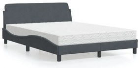 vidaXL Pat cu saltea, gri închis, 140x190 cm, catifea