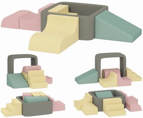 AIYAPLAY Parcurs de motricitate pentru bebeluși modular din spumă 7 piese husă lavabilă din catifea côtelată 174 x 174 x 30 cm multicolor | Aosom Romania