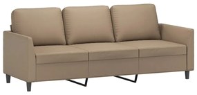 359342 vidaXL Canapea cu 3 locuri, cappuccino, 180 cm, piele ecologică