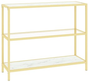 331636 vidaXL Raft, alb marmură/transparent, 100x36x90 cm, sticlă securizată