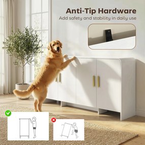 HOMCOM Bufet de Bucătărie cu 4 Rafturi 4 Uși cu Închidere Silențioasă Mobilier pentru TV pentru Televizoare de 182,88 cm 152x40x80 cm Alb | Aosom Romania