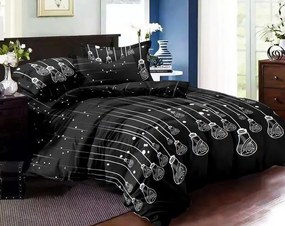 Lenjerie de pat din microfibra Culoare Negru, BULB Dimensiune lenjerie de pat: 2 buc 70 x 80 cm | 200 x 220 cm