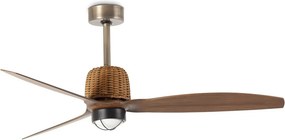 Lustra LED cu Ventilator aplicat tavan cu telecomanda WEAVER M Old gold/walnut