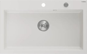 Mexen Elix chiuvetă de bucătărie din granit cu 1 compartiment 800 x 500 mm, alb, sifon crom - 6527801005-20