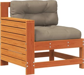 vidaXL Canapea grădină cotieră cu perne, maro ceruit, lemn masiv pin