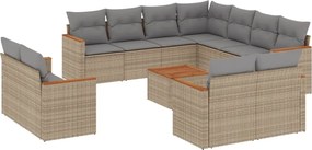 vidaXL Set canapele de grădină, 12 piese, cu perne, bej, poliratan