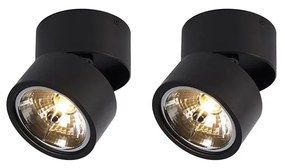 Set de 2 spoturi moderne negre rotunde reglabile - Go Nine