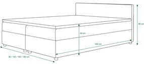 Pat matrimonial Boxspring 140 cm Linda Comfort (Motiv + Negru) (cu saltea și sp. depozitare). 1056050