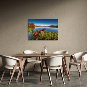 Tablou pe sticlă cu punte roșie (70x50 cm)