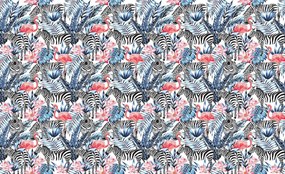Fototapet - Mozaic - zebra cu flamingo (254x184 cm)