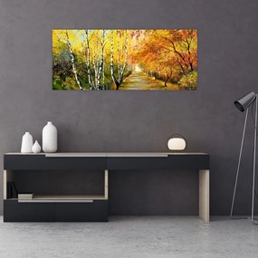 Tablou - Alee romantică de-a lungul apei, pictură în ulei (120x50 cm)