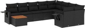 vidaXL Set canapele de grădină cu perne, 10 piese, negru, poliratan