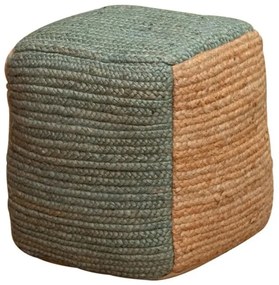 Puf din iuta naturala, verde, Pouf