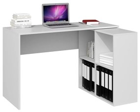 Drohmo Plus 2X2, masă birou cu rafturi, alb