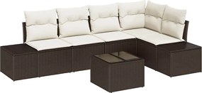 vidaXL Set de canapele pentru grădină Maro și Crem poliratan
