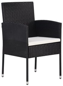 Set mobilier de gradina, 7 piese, negru, poliratan