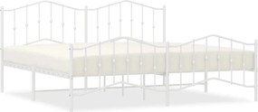 vidaXL Cadru pat metalic cu tăblie de cap/picioare , alb, 200x200 cm