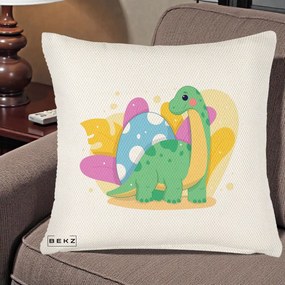 Perna Personalizata Dinozaur cu Ou Pastelat, 40x40 cm, Crem Reliefat, Husa Detasabila, Perna Inclusa, BEKZ®