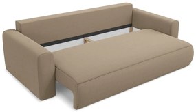 Canapea maro deschis extensibilă/cu spațiu de depozitare cu tapițerie din catifea 238 cm Kapua – Makamii