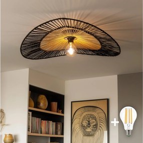 Brilagi - Lustră LED aplicată CERIA BOHO 1xE27/40W/230V, Ø 80 cm, negru/maro/stejar