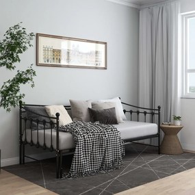 Cadru pat canapea extensibila, negru, 90x200 cm, metal Negru