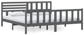 3101175 vidaXL Cadru de pat, gri, 200x200 cm, lemn masiv