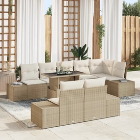 vidaXL Set de canapea de grădină 9 piese cu perne bej din rattan poly