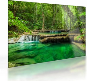 Tablou pe sticlă - Cascada verde (70x50 cm)