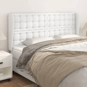 3118059 vidaXL Tăblie de pat cu aripioare, alb, 183x23x118/128 cm, piele eco