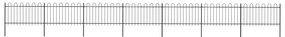 Gard de gradina cu varf curbat, negru, 11,9 x 1 m, otel 1, 1 m, 11.9 m