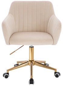 HR190K Scaun Crem din Catifea cu Bază Aurie