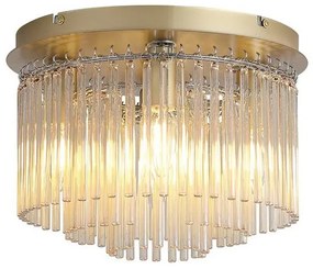 Plafoniera metal auriu, tije din sticla Swizzle