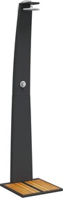 vidaXL Duș de exterior, negru, 55x60x224 cm, poliratan și lemn acacia