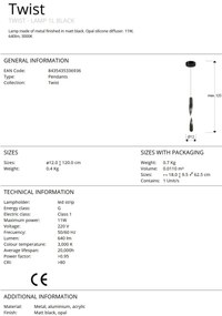 Lustra/Pendul LED design modern Twist negru