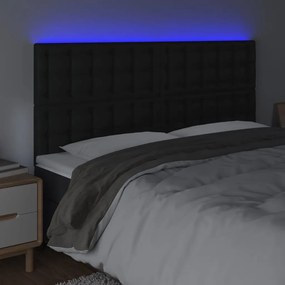 Tablie de pat cu LED, negru, 180x5x118 128 cm, piele ecologica 1, Negru, 180 x 5 x 118 128 cm