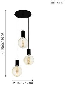 Eglo 98663 - Lustră pe cablu POZUETA 3xE27/40W/230V