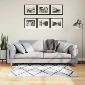 vidaXL Covor pufos &quot;PAMPLONA&quot; fire înalte negru/crem modern 120x120 cm