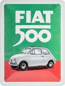 Placă metalică Fiat 500 Italian Colours, (15 x 20 cm)