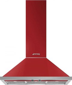 Hota decorativa SMEG Portofino KPF9RD, 275 W, A+, 781 m³/h, 3 viteze, 3 filtre, Supapa, Otel inoxidabil, LED, Rosu